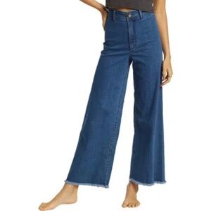 Billabong Free Fall Fray Hem Stretch Wide Leg Jeans US28 in Oceana Blue